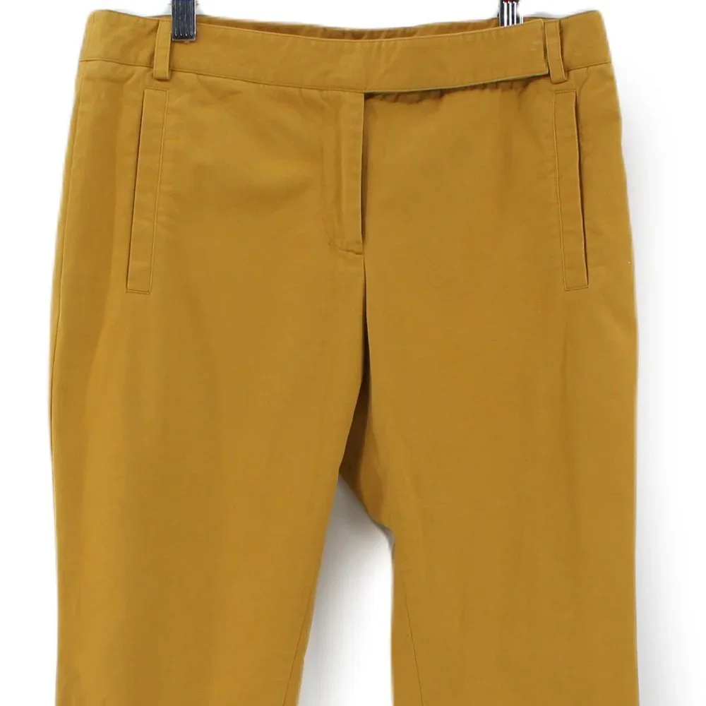 Tibi Turmeric Yellow Slim Chino Pants Cotton Stretch Tab Waist Trousers SZ 4 SM - Picture 2 of 10